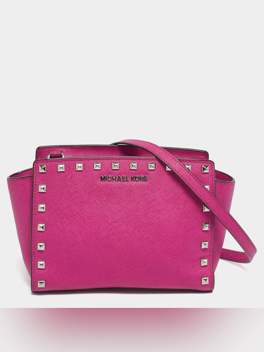Michael Kors Selma Hot Pink Studded Crossbody Bag